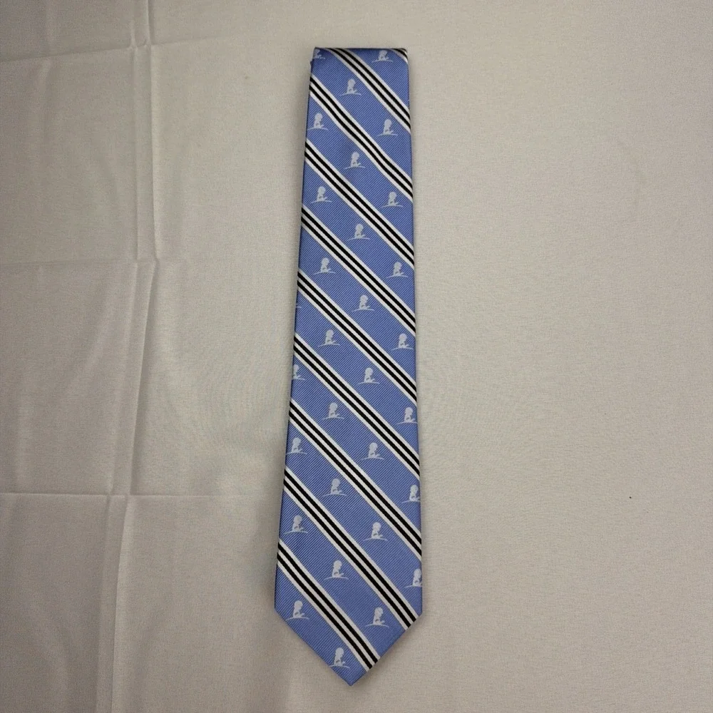 Brooks Brothers‎ Tie St. Jude Logo All Over Print with Stripes Blue 58x3.5